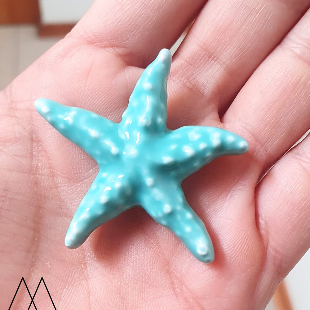 Estrellas Cerámica Grande 40mm, turquesa