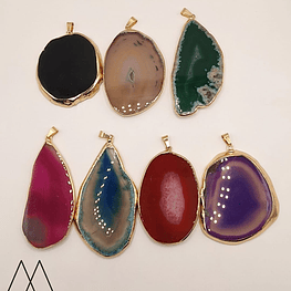 Agatas engastadas con portacolgante, tamaño 4 a 5 cm aprox