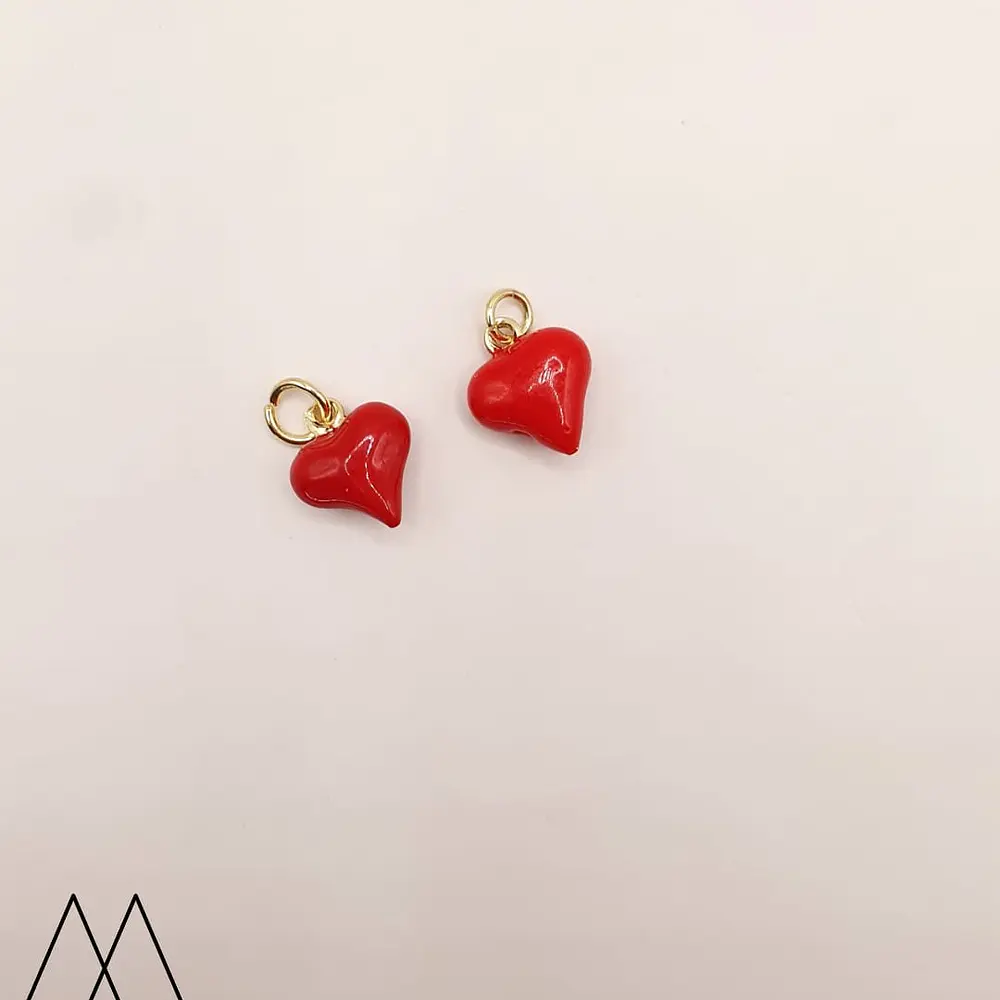 Colgante corazón rojo , con argolla 12mm