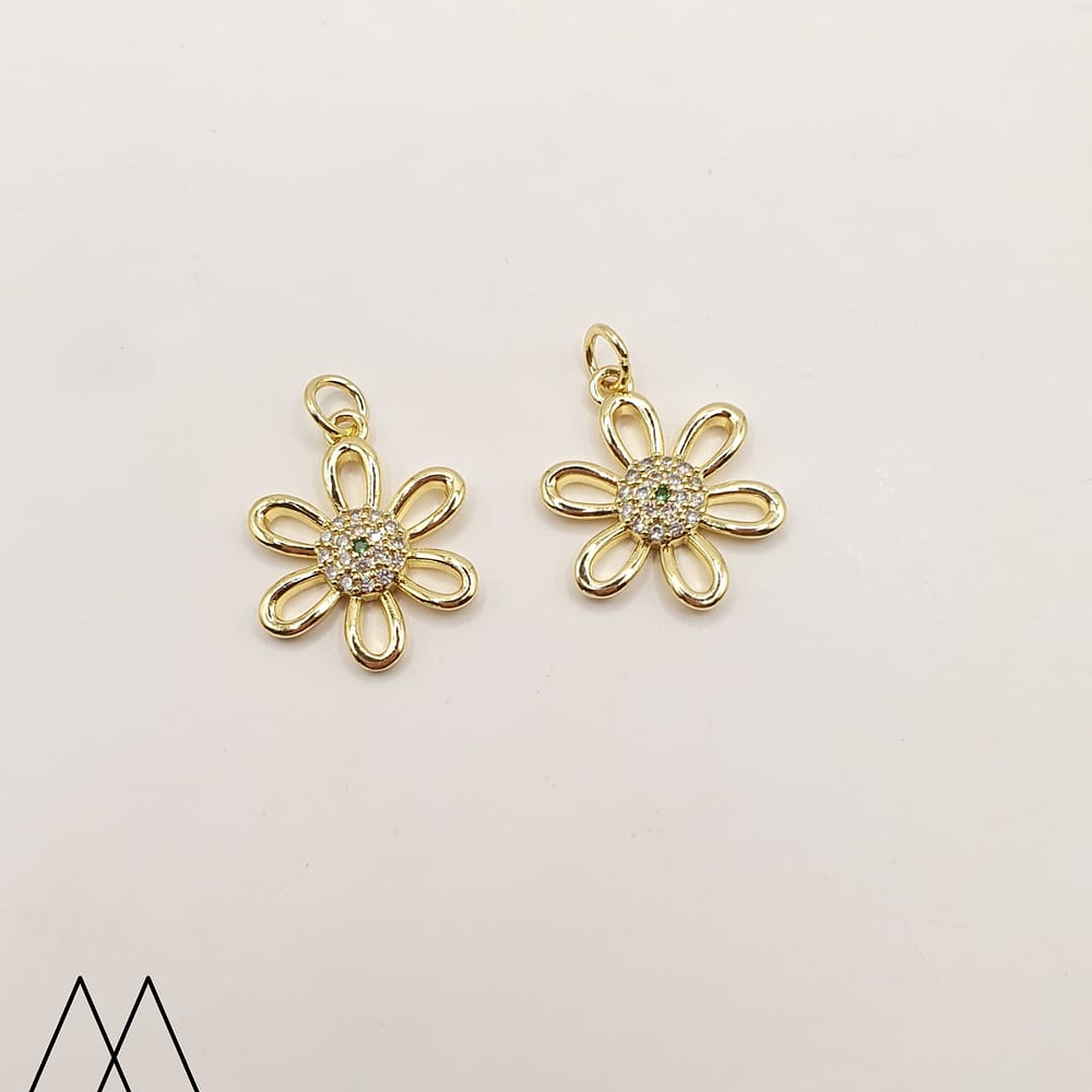 Colgante Florecita, con cristal verde 23mm