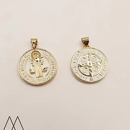 Colgante San Benito Esmaltado con portacolgante, 25mm