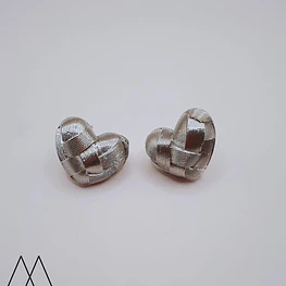 Aro corazón plateado tejido cruzado, 15mm