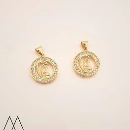 Colgante Virgen con zircones , con argolla 15mm