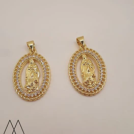 Colgante Virgen medallón, con portadije 30mm