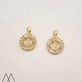 Colgante Virgen, borde zircón con argolla 10mm
