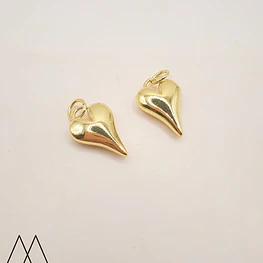 Colgante Corazón dorado alargado, con argolla 15mm
