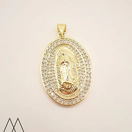 Colgante Virgen microzircón, con portacolgante 35mm