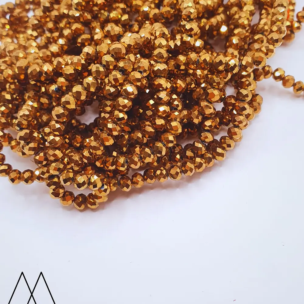 Cristal Murano 4mm, Dorado Metalizado