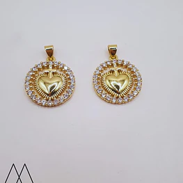 Colgante sagrado corazón con zircón, con portadije 25mm