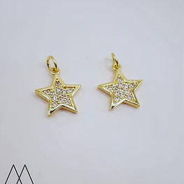 Estrella zircón borde dorado, con argolla 18mm