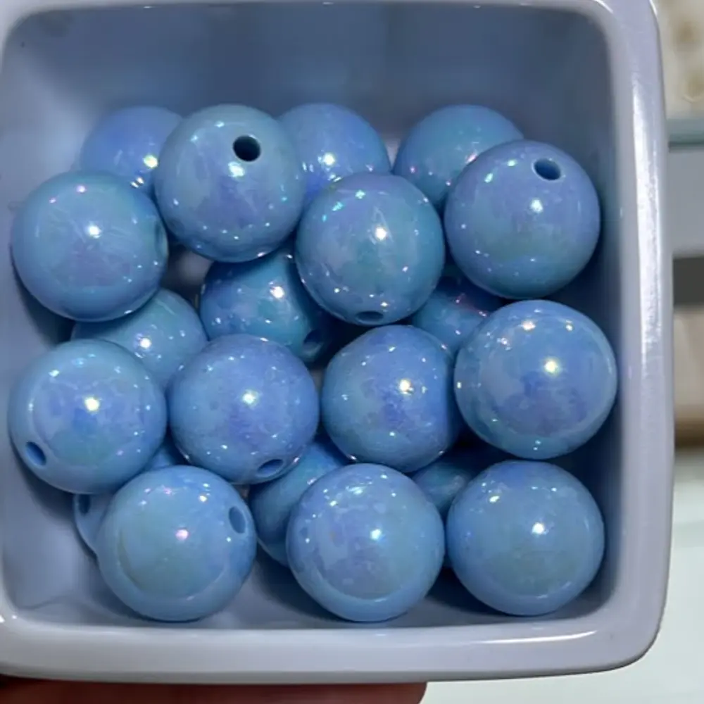 Bolas de Acrilicos 14mm, Celeste perlado