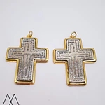 Colgante Cruz padre nuestro dos colores con argolla, 43mm