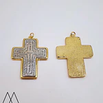 Colgante Cruz padre nuestro dos colores con argolla, 43mm