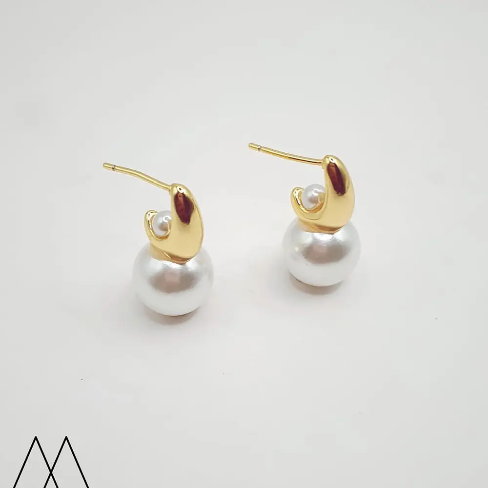 Aros semi Argollas con perla fija 20mm