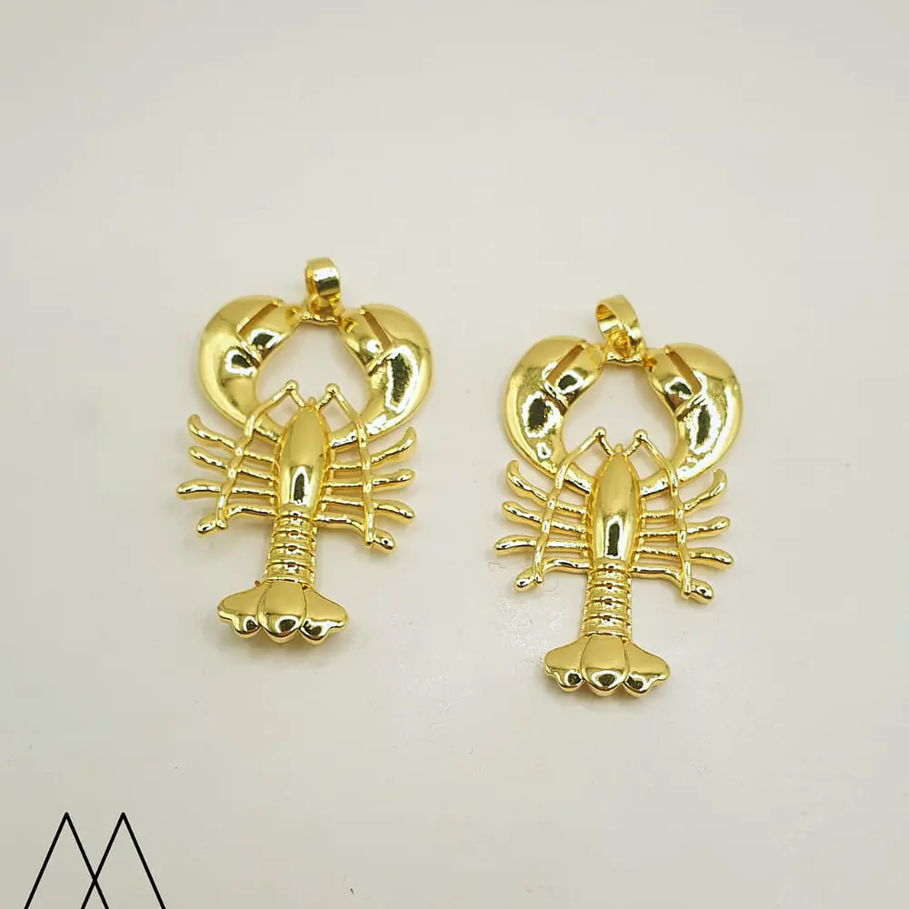 Colgante Langosta dorado pinzas anchas, portadije 45mm