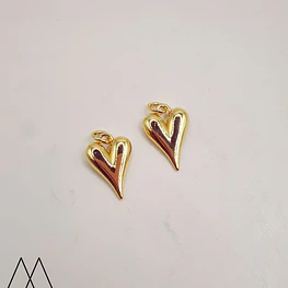Colgante Corazón Alargado dorado, con argolla 18mm