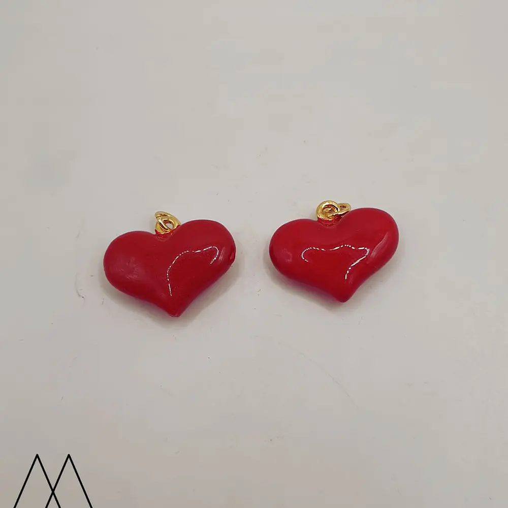 Colgante Corazón ancho rojo 20mm, con argolla 20mm