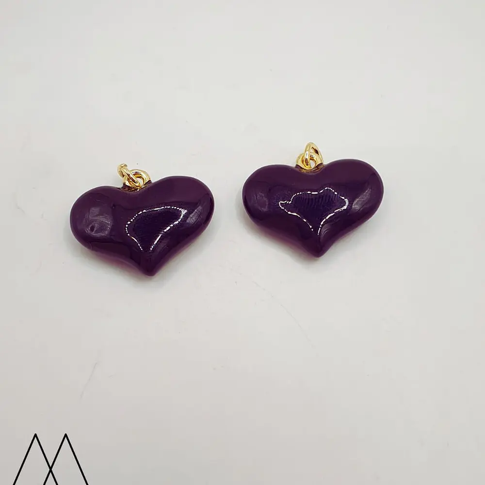 Colgante Corazón ancho negro 20mm, con argolla 20mm