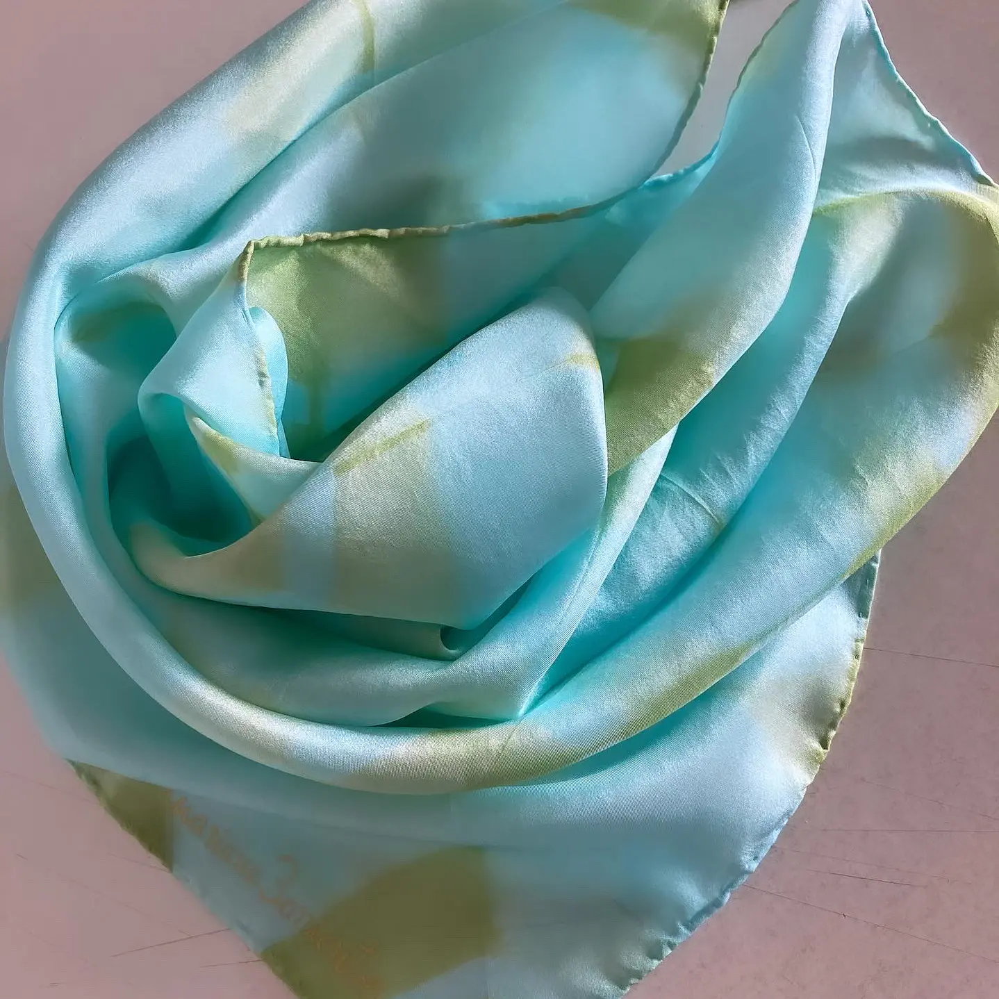 Pañuelo seda agua turquesa 2