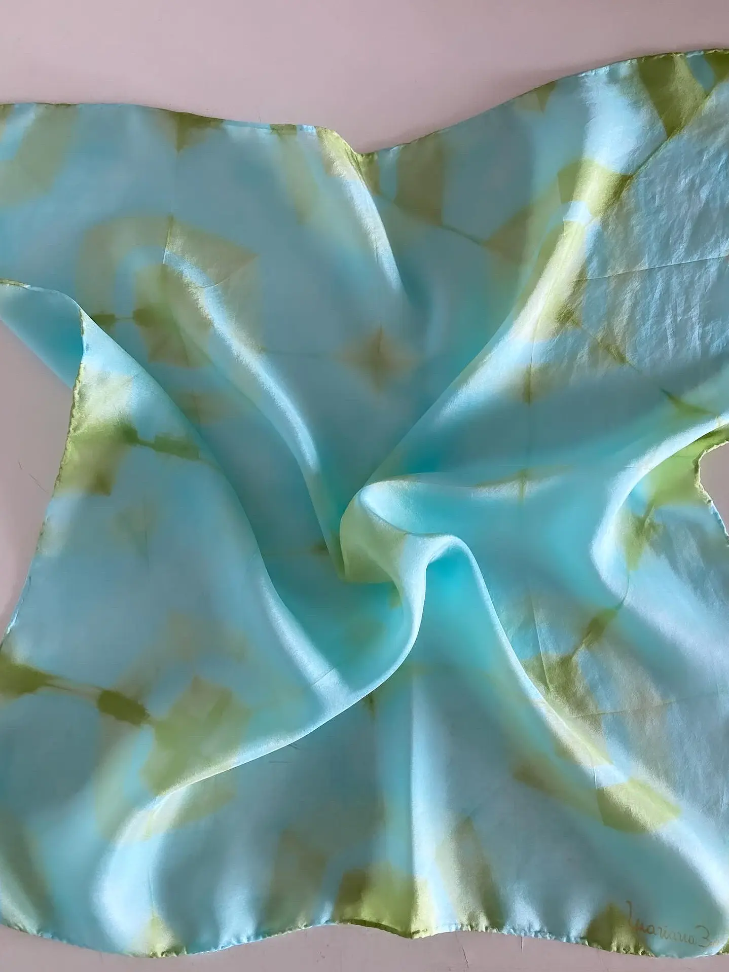 Pañuelo seda agua turquesa 3