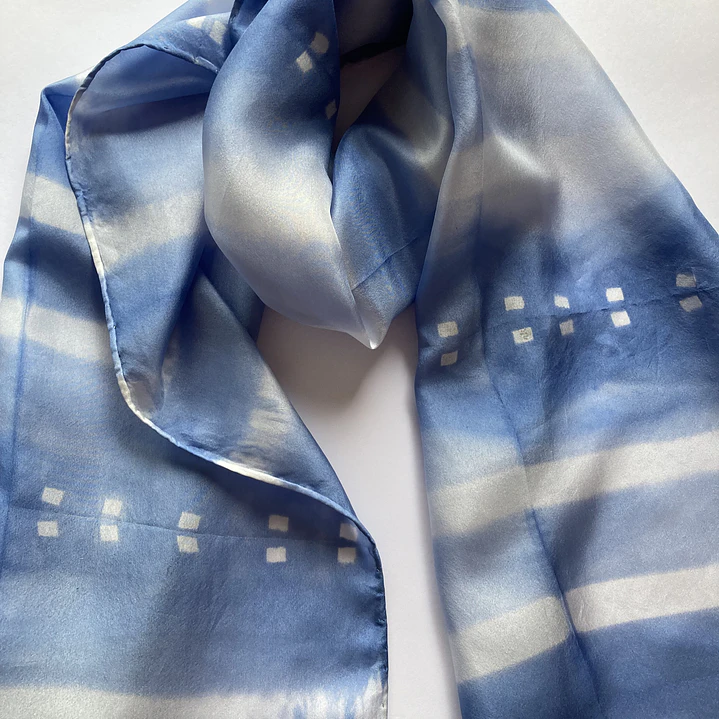 Pañuelo seda rayas azul 2