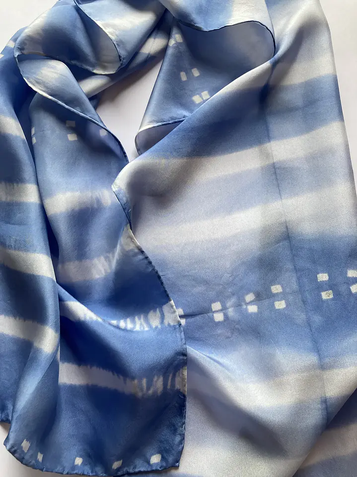 Pañuelo seda rayas azul 4