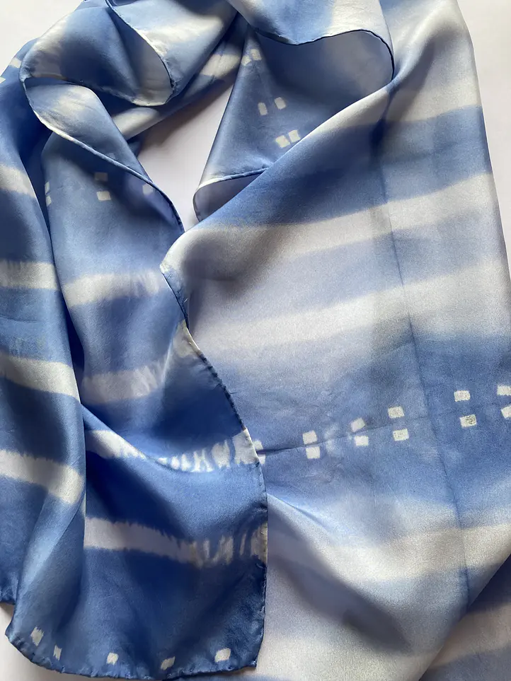 Pañuelo seda rayas azul 4