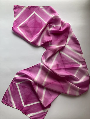Pañuelo seda rombos rosa