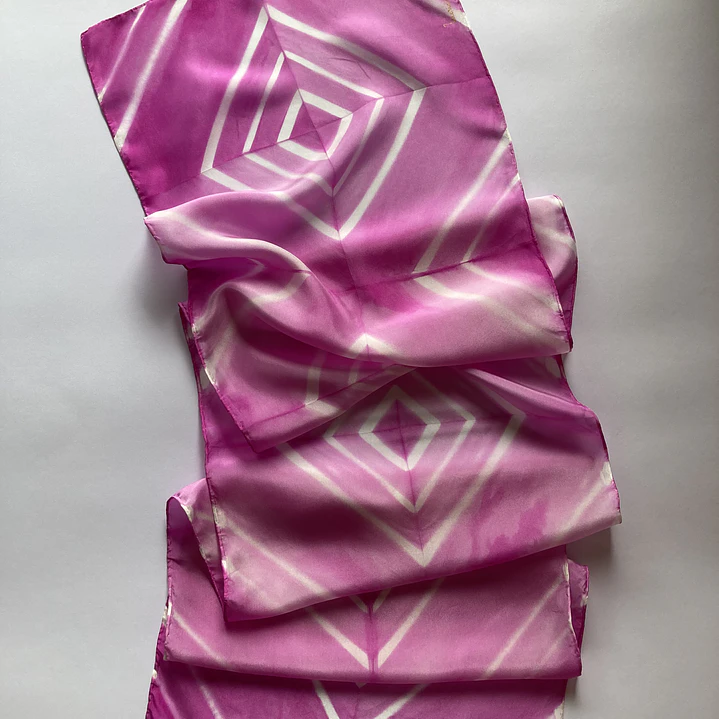 Pañuelo seda geometría rosa  4