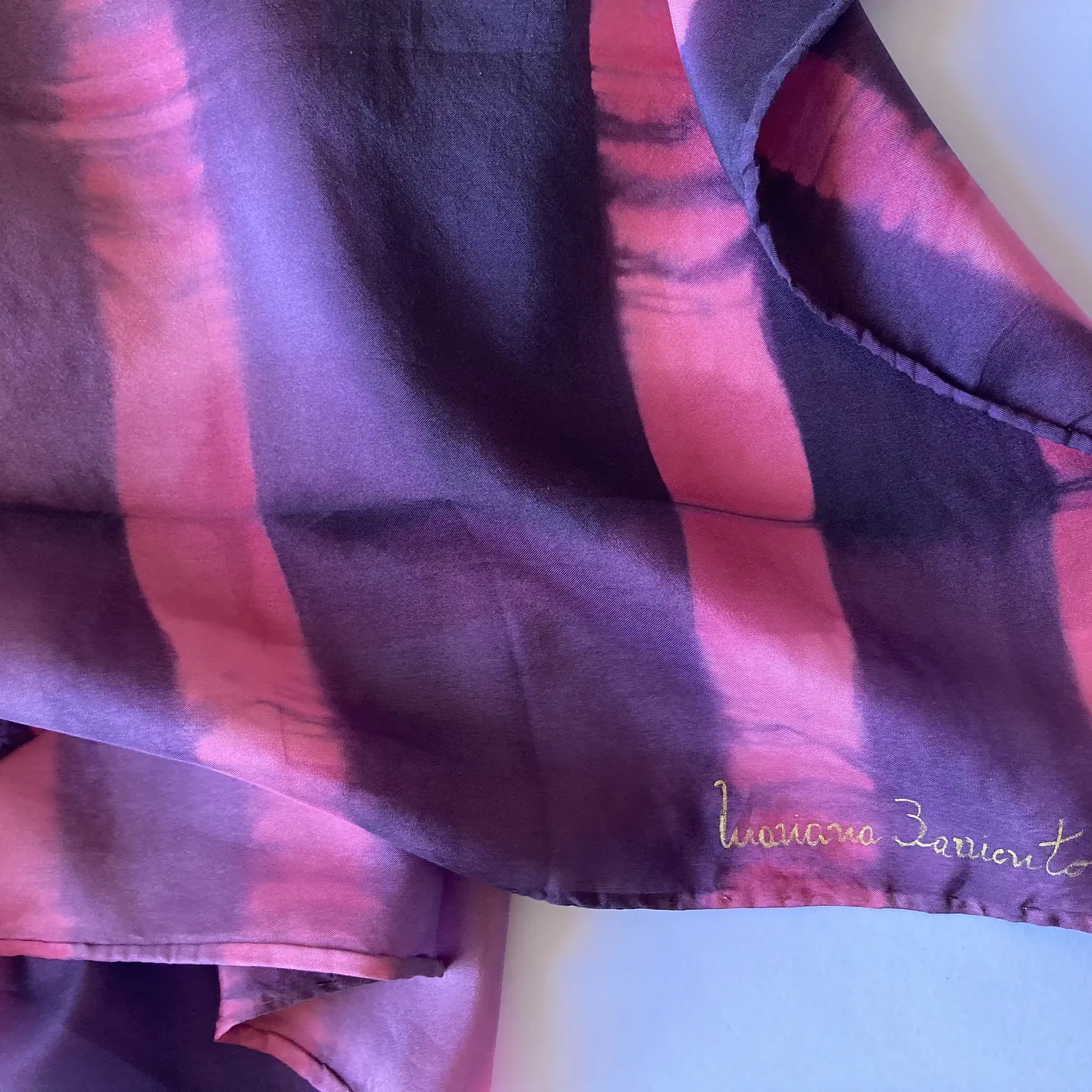 Pañuelo seda rayas uva 3