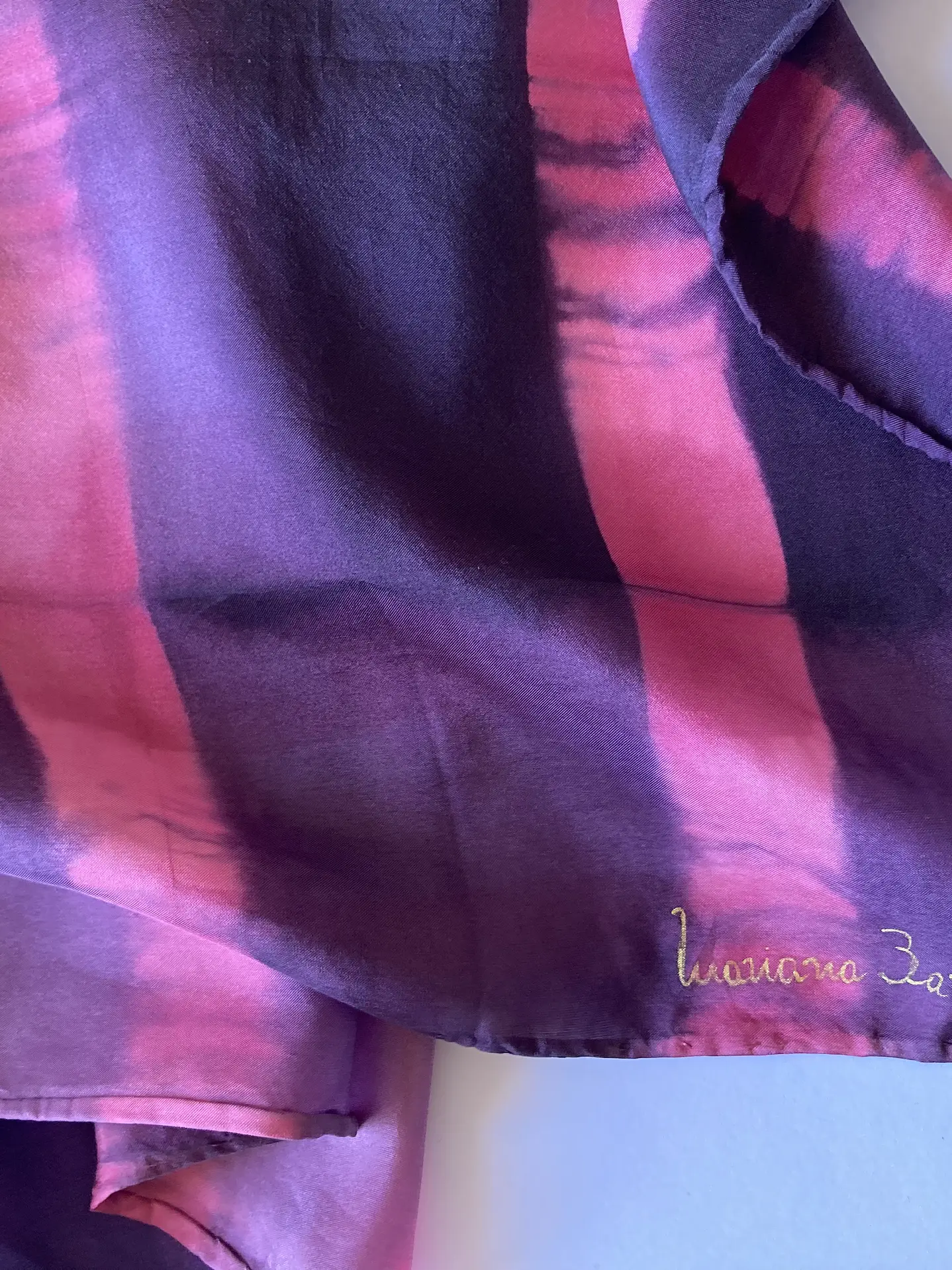 Pañuelo seda rayas uva 3