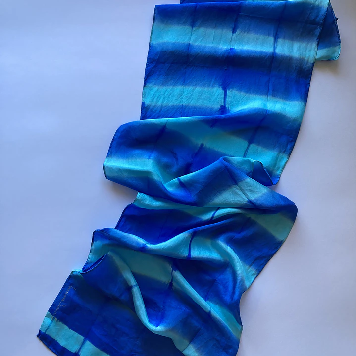 Pañuelo seda rayas turquesa  1