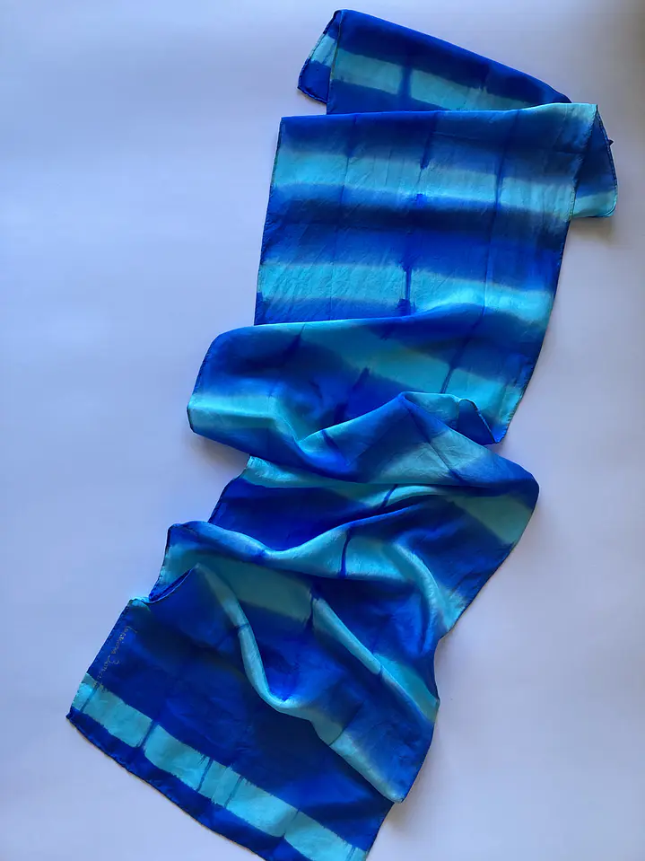 Pañuelo seda rayas turquesa  1