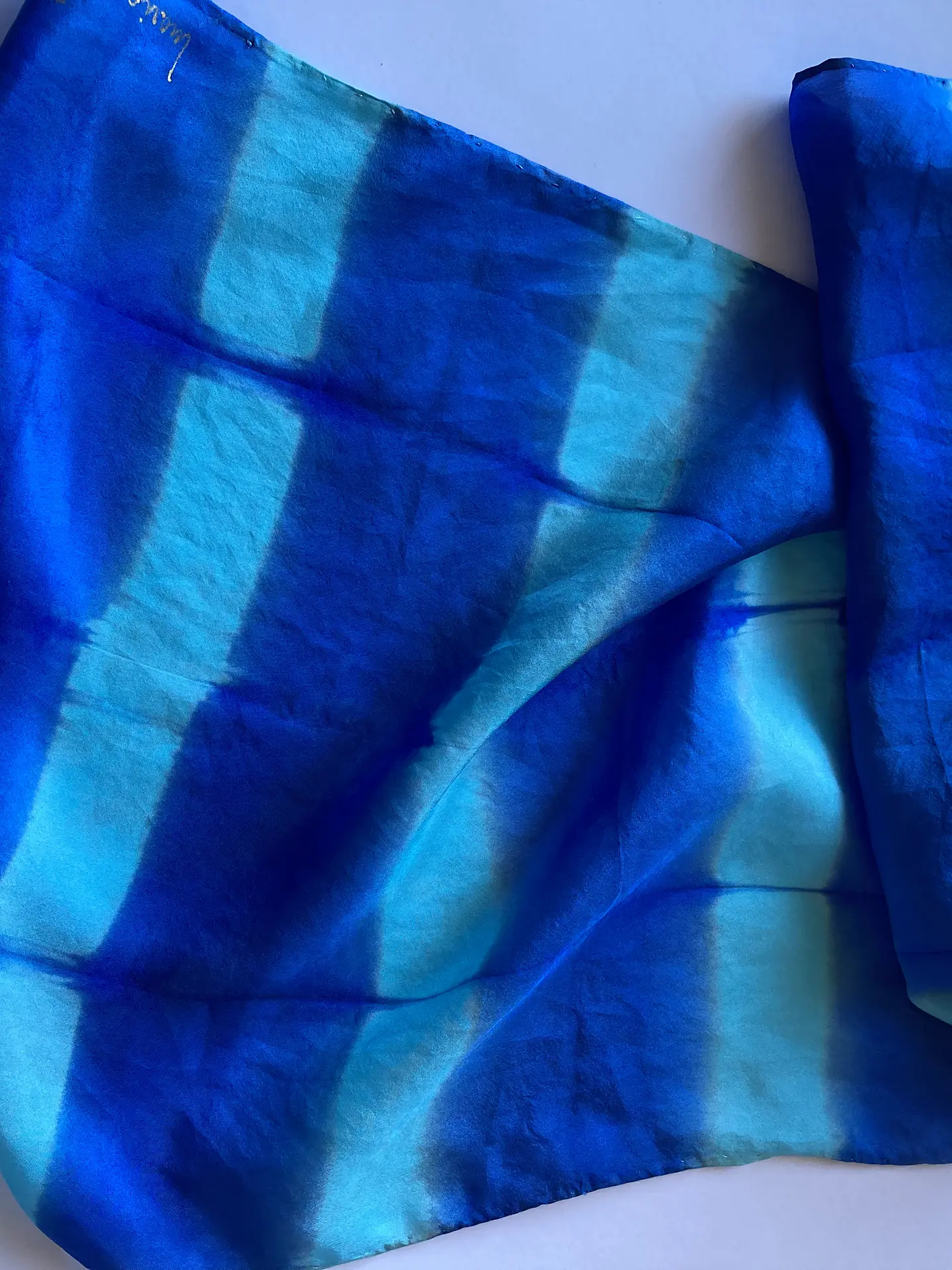 Pañuelo seda rayas turquesa  2