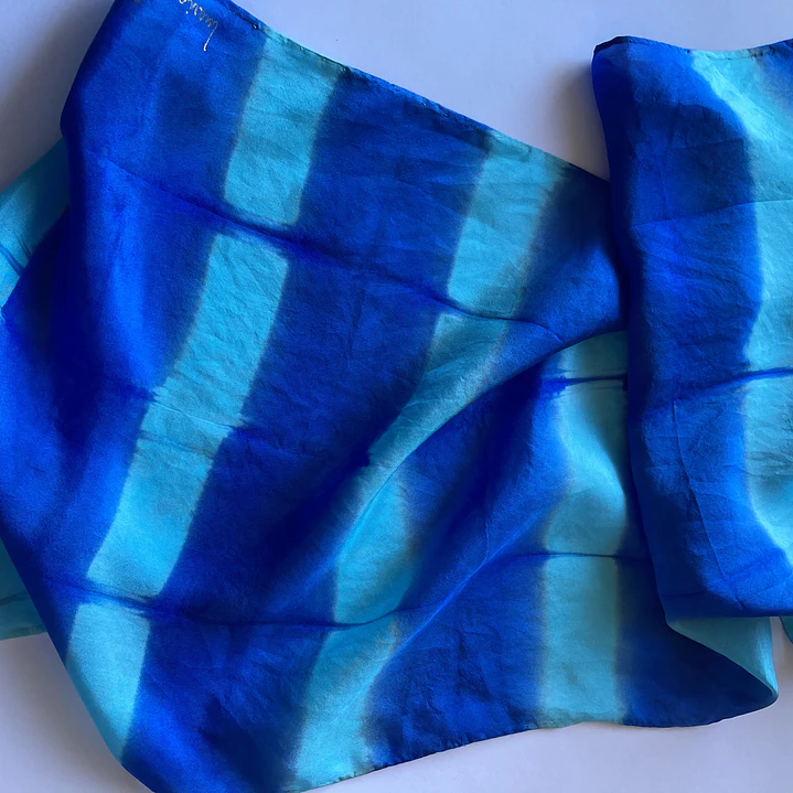 Pañuelo seda rayas turquesa  2