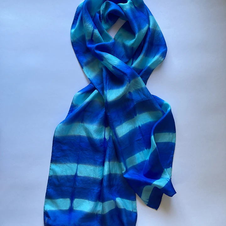 Pañuelo seda rayas turquesa  3