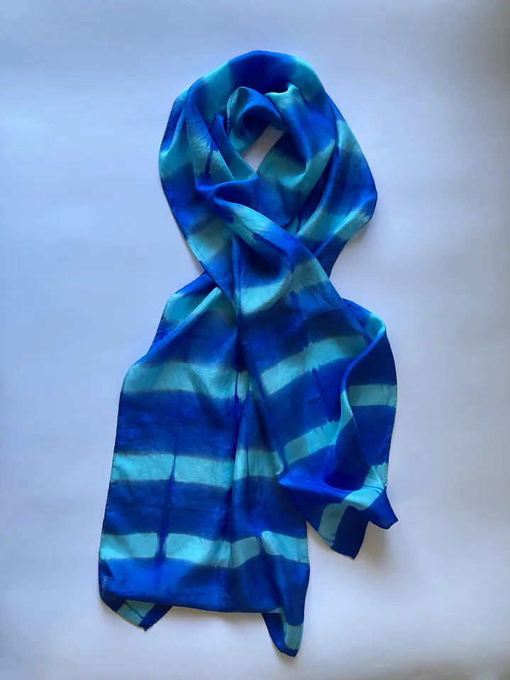 Pañuelo seda rayas turquesa  3