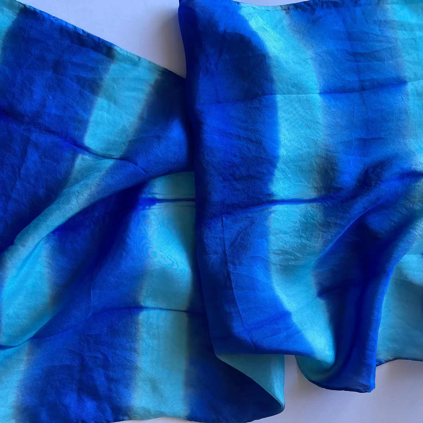 Pañuelo seda rayas turquesa  4