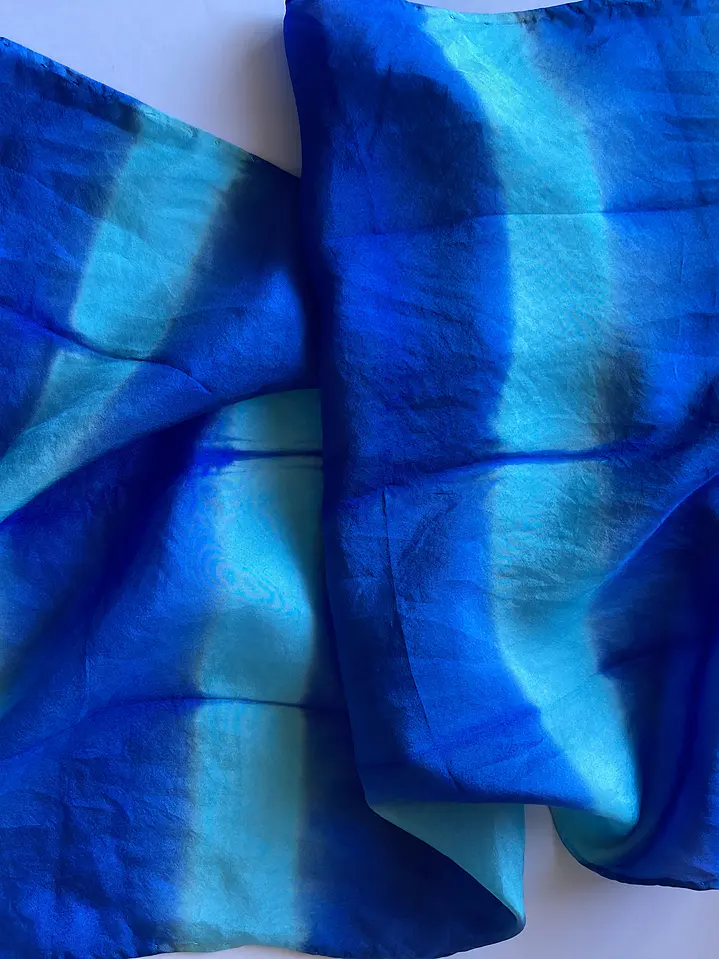 Pañuelo seda rayas turquesa  4