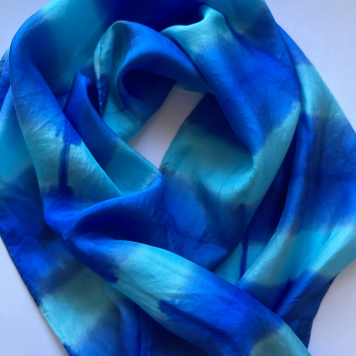 Pañuelo seda rayas turquesa  5