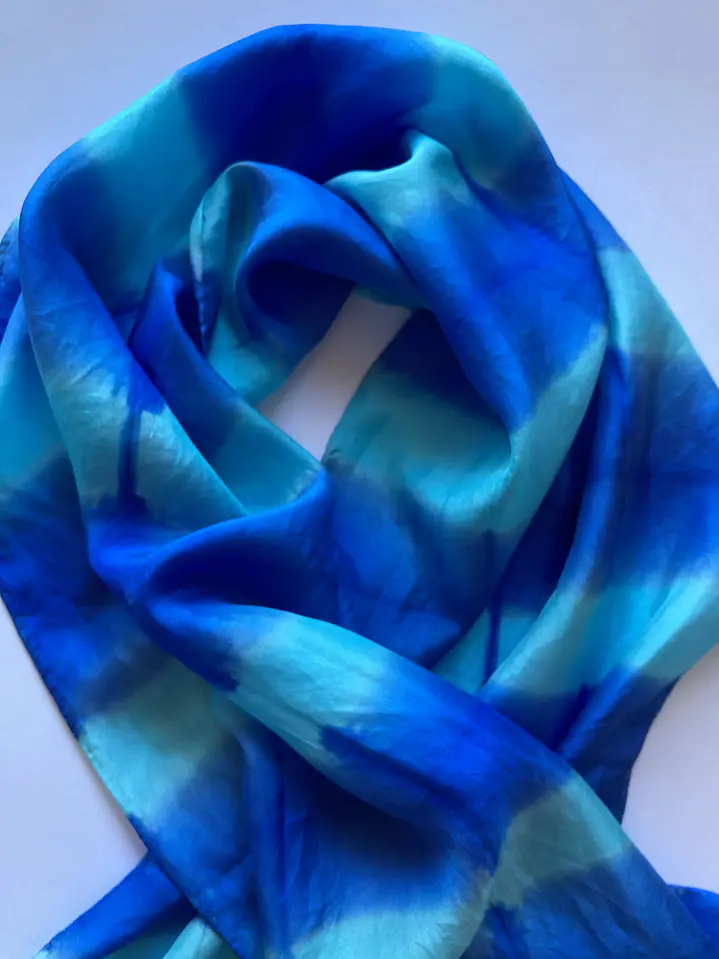 Pañuelo seda rayas turquesa  5