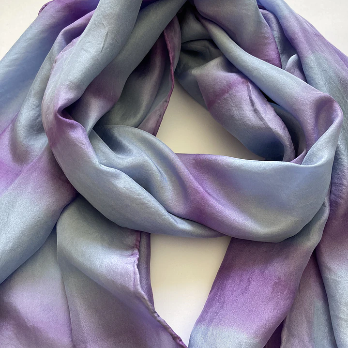 Pañuelo seda cuadros malva 3