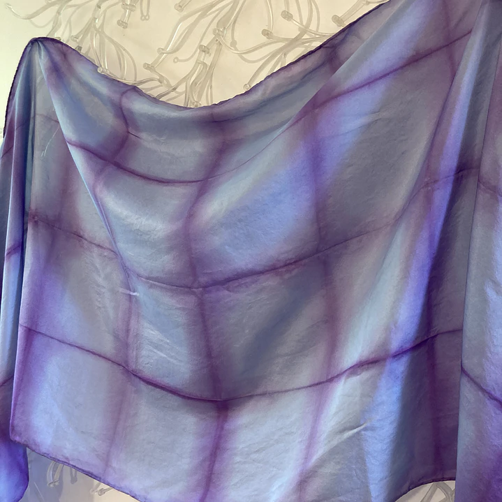 Pañuelo seda cuadros malva 5