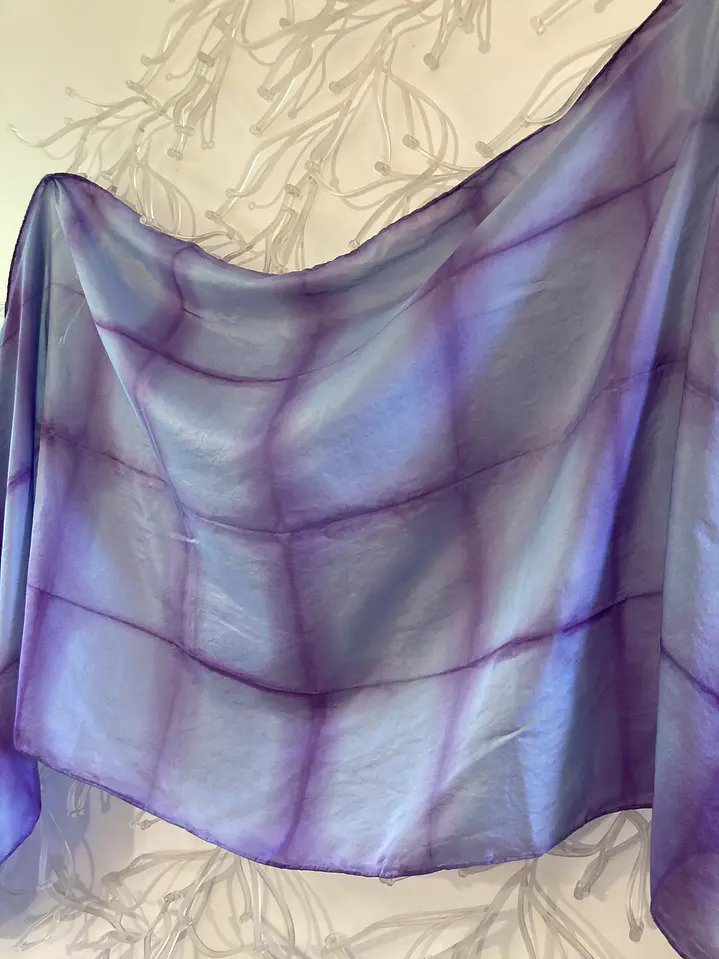 Pañuelo seda cuadros malva 5
