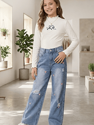 CONJUNTO JEANS + CAMISETA BLANCA