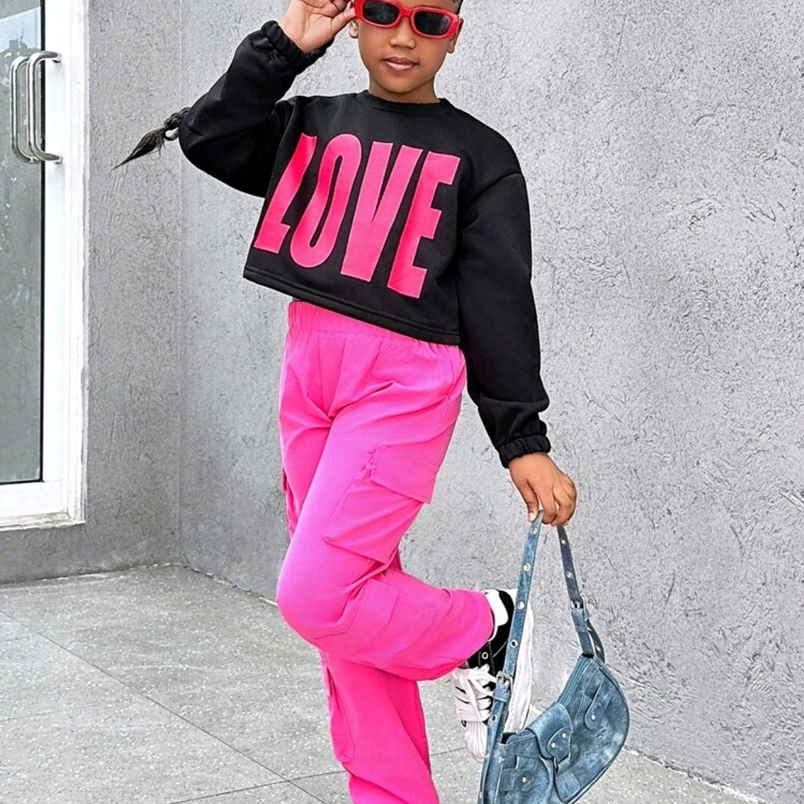 POLERON CROP + PANALON CARGO FUCSIA  1