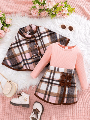 SET DE 3 PIEZAS PARA BEBE CON ESTAMPADO A CUADROS 