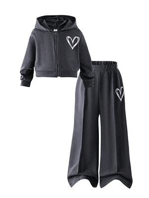 CONJUTO DE 2 PIEZAS CON ESTAMPADO DE CORAZON 