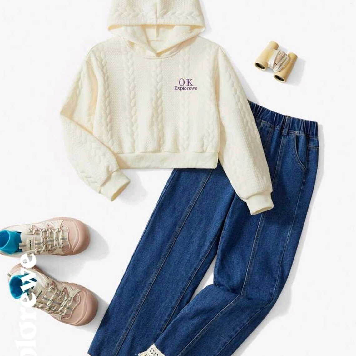 POLERON TOP + JEANS CON FLECOS  1