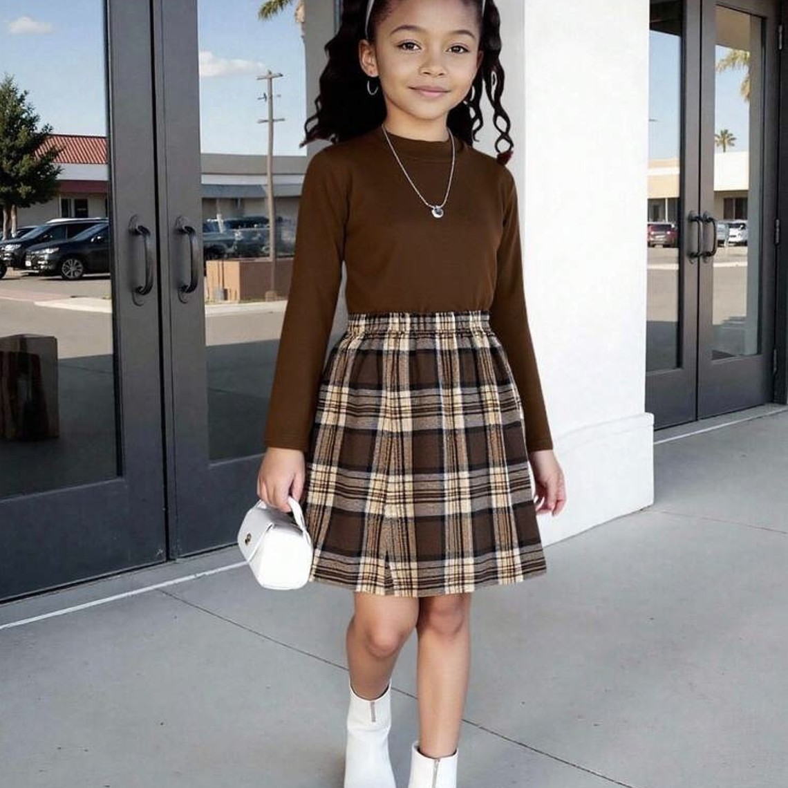 CONJUNTO BEATLE Y FALDA A CUADROS  1